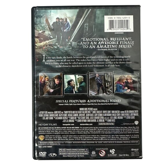 Harry Potter And The Deathly Hallows Part 2 DVD 2011 PG-13 Daniel Radcliffe - Picture 2 of 7